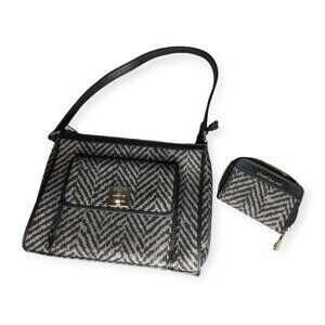 Spartina 449 Daufuskie Island Natural Linen Chevron Bag w/ Matching Wallet